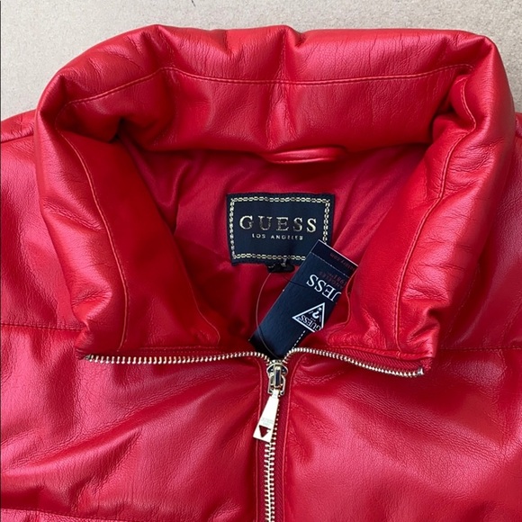 NEW GUESS Valetta Faux-Leather Puffer Jacket - Picture 8 of 9